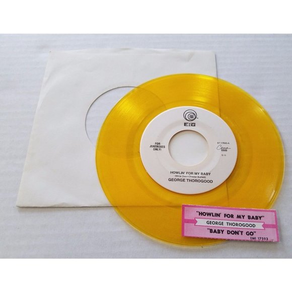 George Thorogood Howlin For My Baby / Baby Don't Go 45 Rock Yellow Vinyl - Picture 3 of 4
